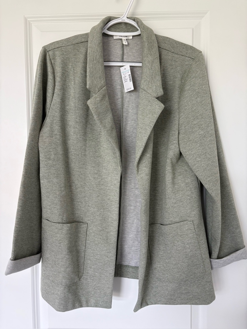 Maurices women’s Green Knit Blazer Jacket with Pockets - large